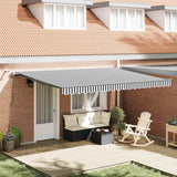 vidaXL Luifel automatisch met LED en windsensor 400x300cm blauw en wit