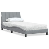 vidaXL Bed met matras "Hanko" stof lichtgrijs 80x200 cm