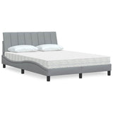 vidaXL Bed met matras "Hanko" stof lichtgrijs 80x200 cm