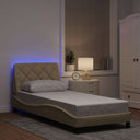 vidaXL Cadre de lit avec matelas LED 80x200 cm en tissu avec éclairage