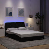 vidaXL Bed Frame with LED, without Mattress, 80x200 cm Fabric Light Grey