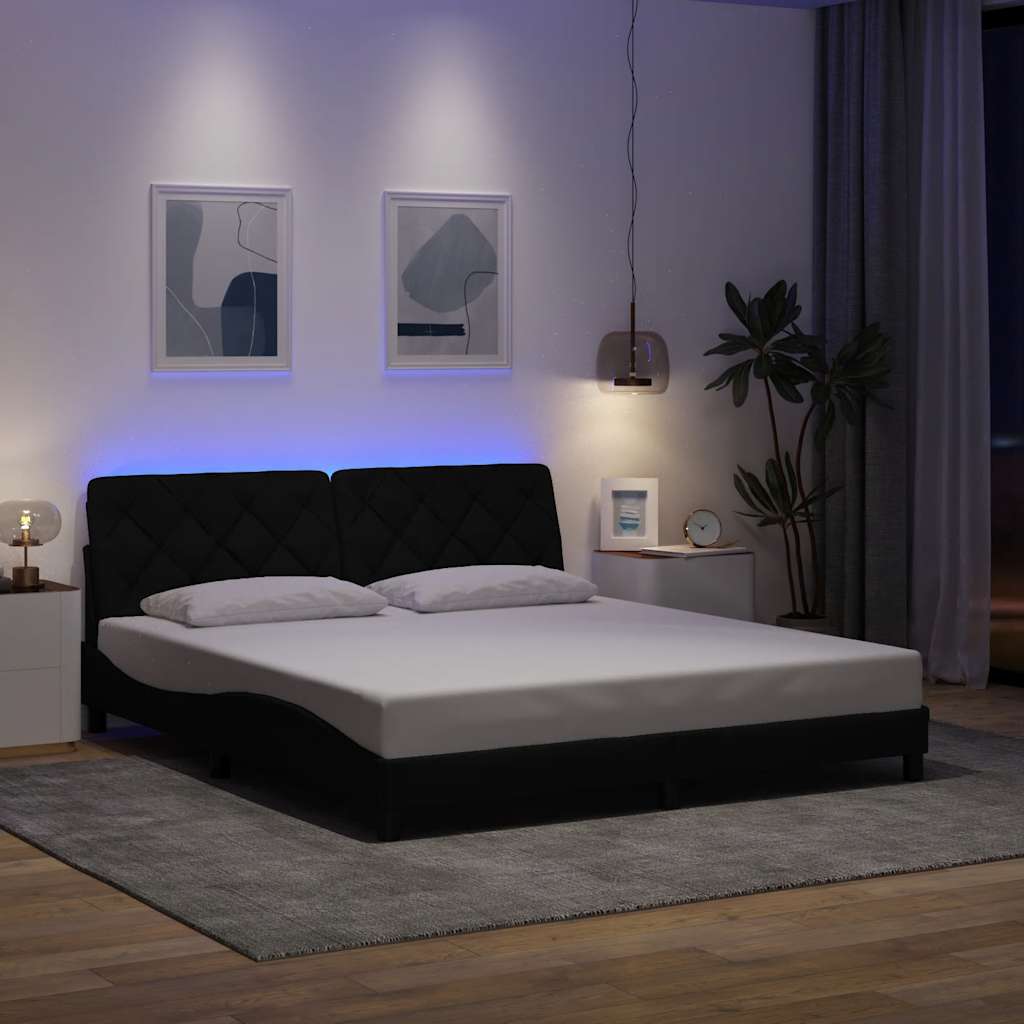 vidaXL Bed Frame with LED, without Mattress, 80x200 cm Fabric Light Grey