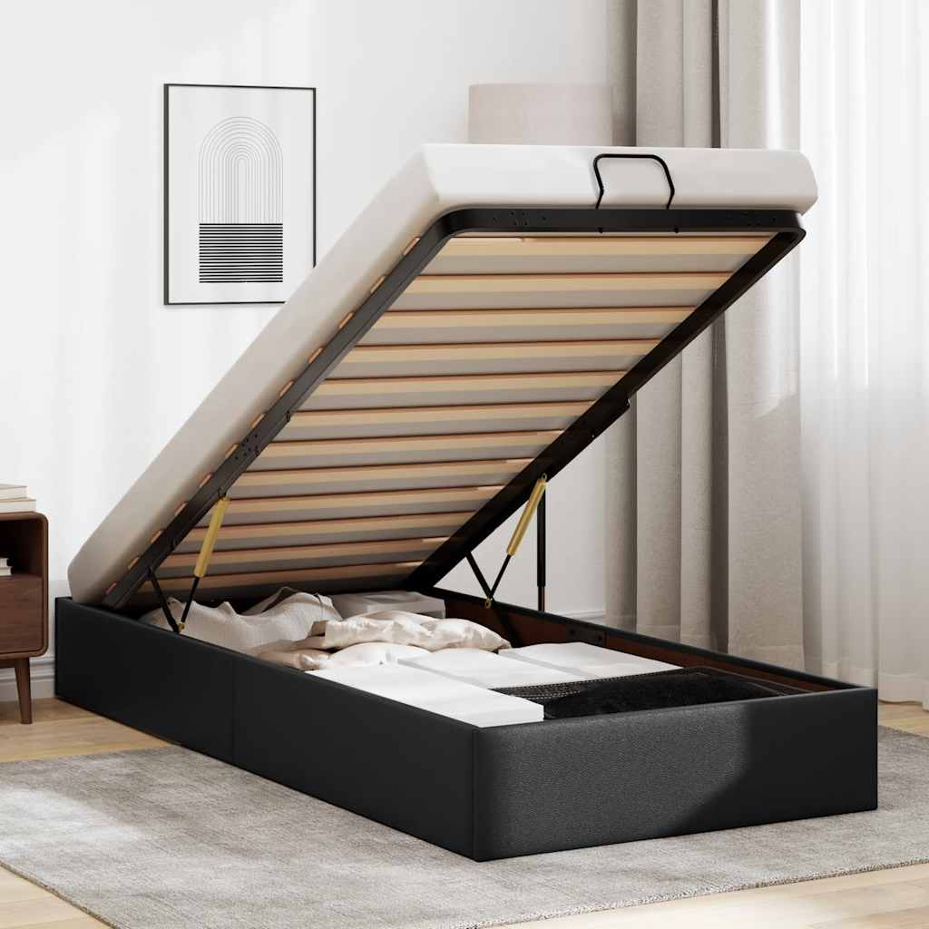 vidaXL Cadre de lit avec matelas d'art noir 80x200 cm