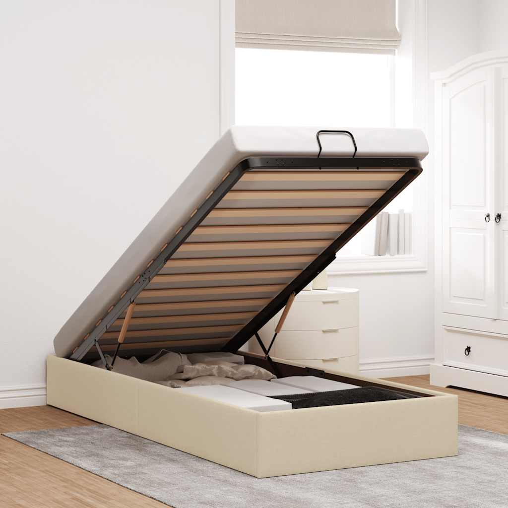 vidaXL Cadre de lit avec matelas 80x200 cm en tissu avec éclairage