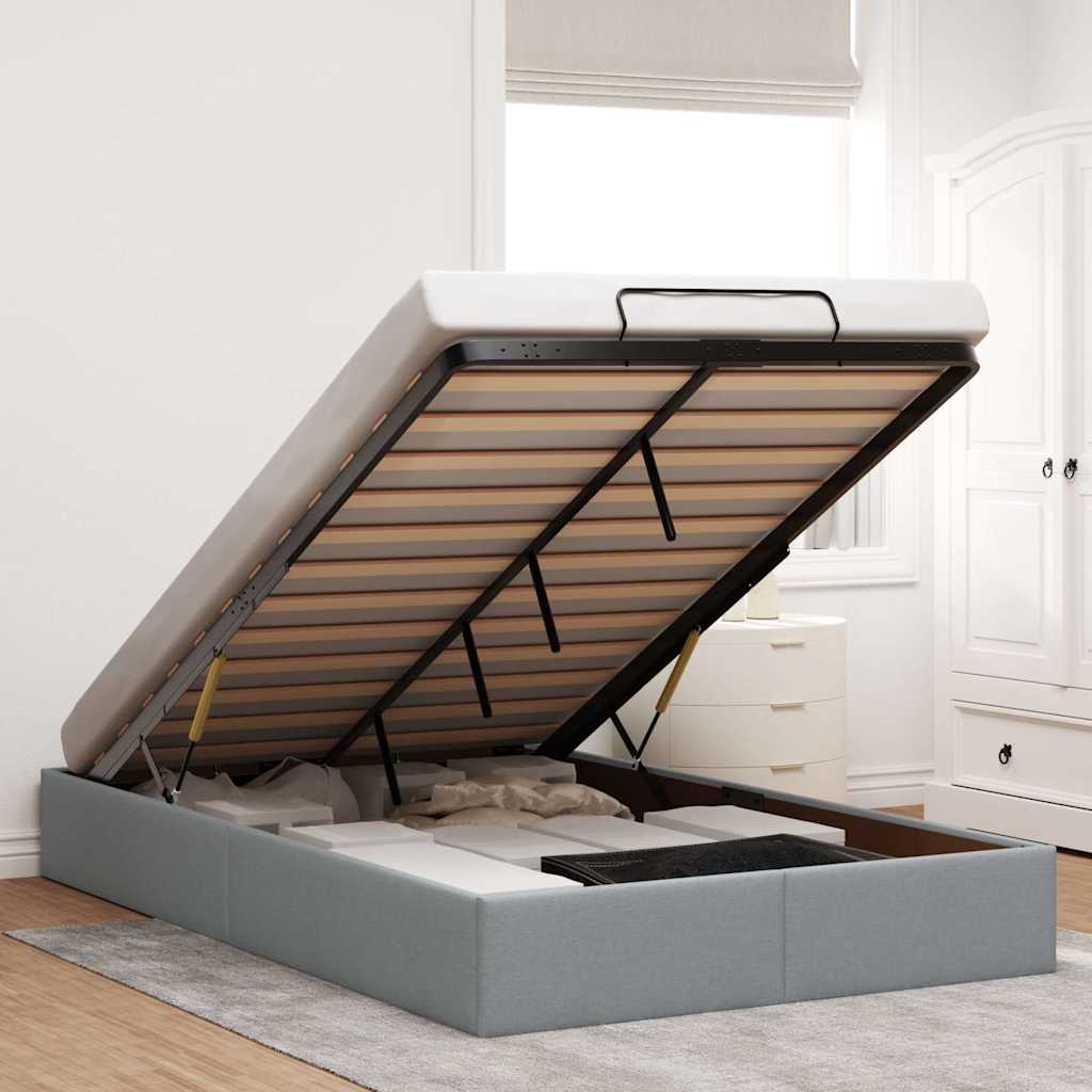 vidaXL Cadre de lit avec matelas 80x200 cm en tissu avec éclairage