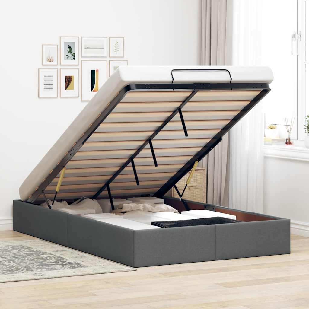 vidaXL Cadre de lit avec matelas 80x200 cm en tissu avec éclairage