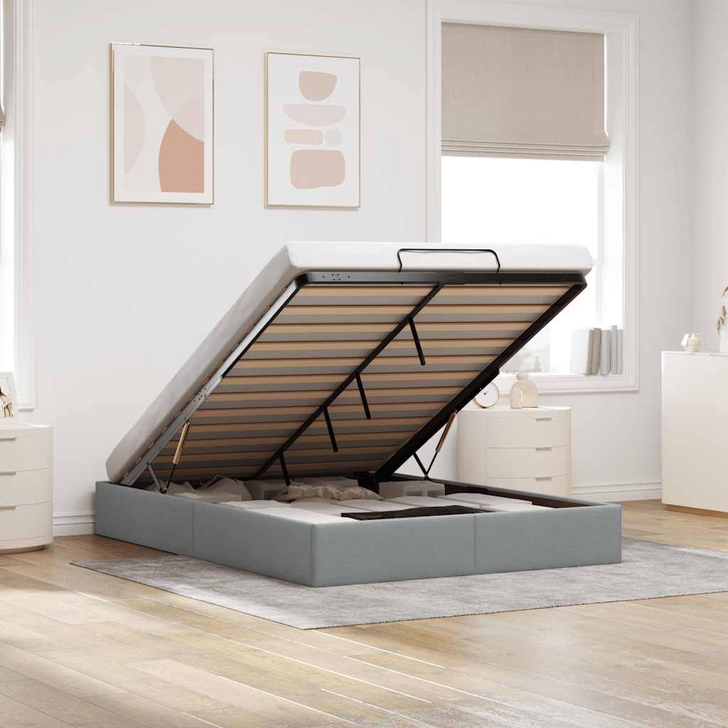 vidaXL Cadre de lit avec matelas 80x200 cm en tissu avec éclairage