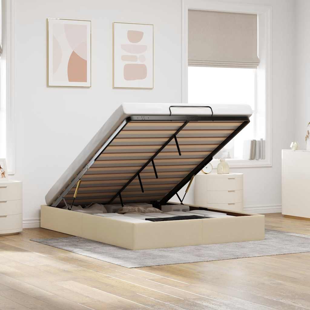 vidaXL Cadre de lit avec matelas 80x200 cm en tissu avec éclairage
