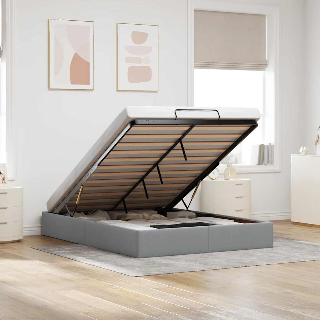vidaXL Cadre de lit avec matelas 80x200 cm en tissu avec éclairage