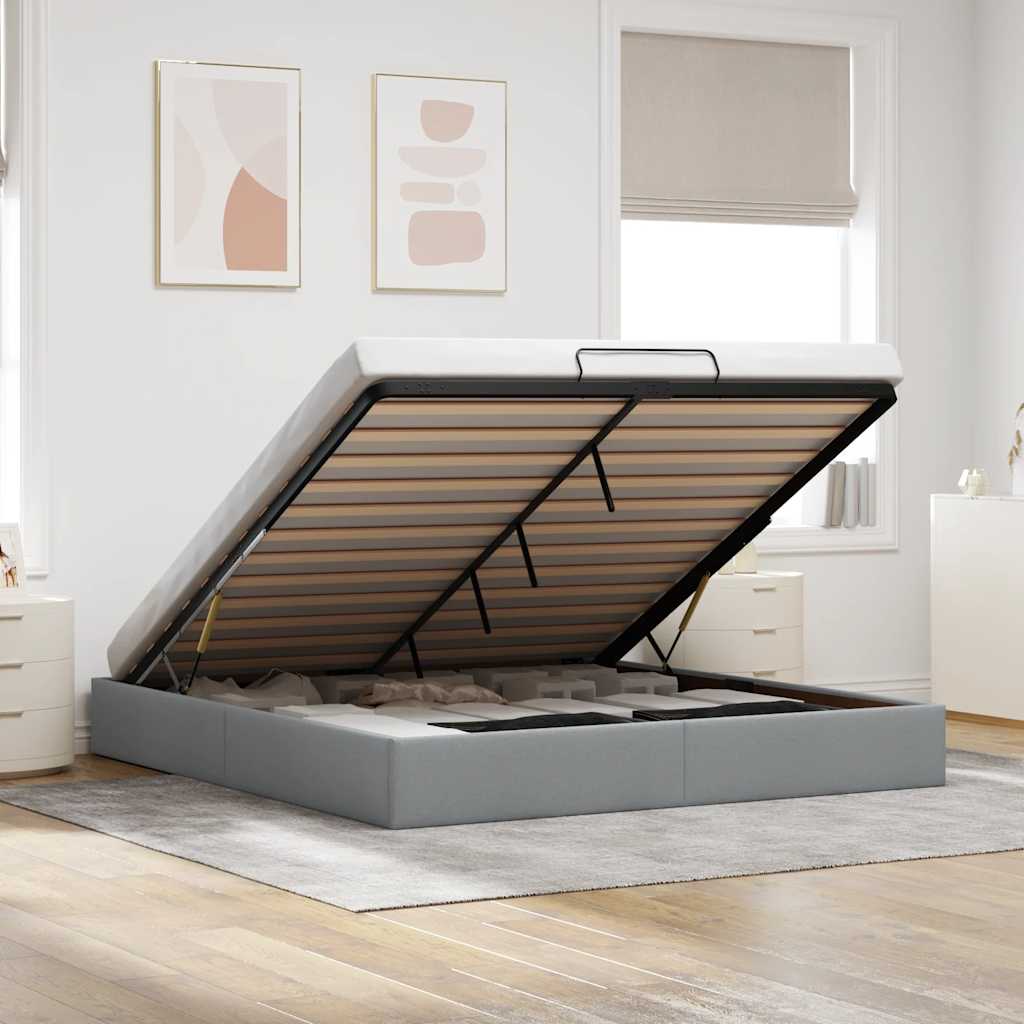 vidaXL Cadre de lit avec matelas 80x200 cm en tissu avec éclairage