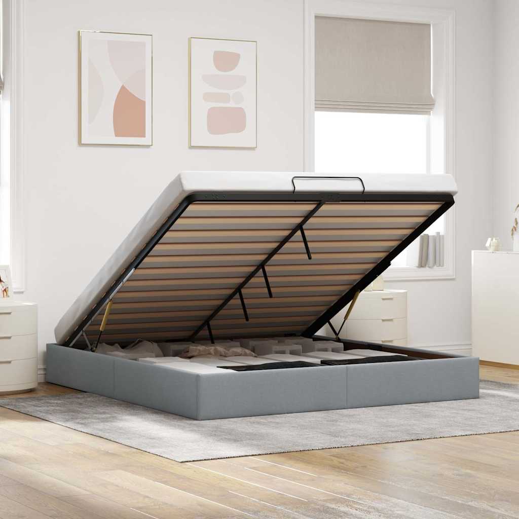vidaXL Cadre de lit avec matelas 80x200 cm en tissu avec éclairage