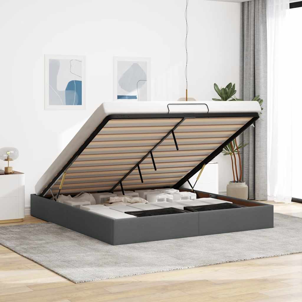 vidaXL Cadre de lit avec matelas 80x200 cm en tissu avec éclairage