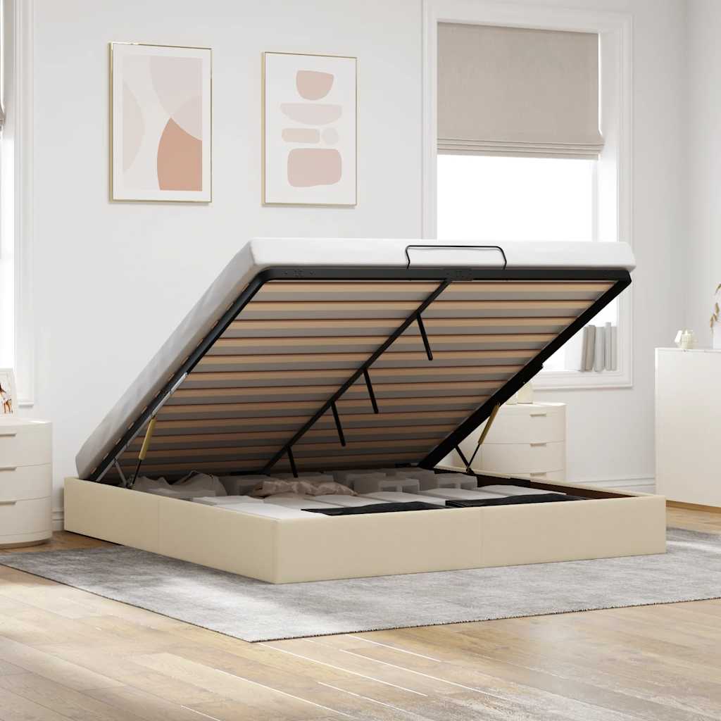 vidaXL Cadre de lit avec matelas 80x200 cm en tissu avec éclairage