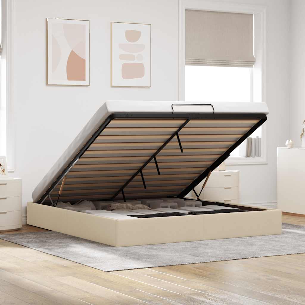 vidaXL Cadre de lit avec matelas 80x200 cm en tissu avec éclairage