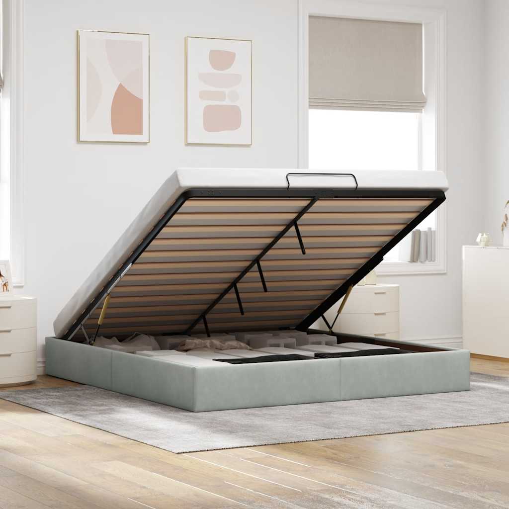 vidaXL Bed Frame without Mattress 80x200 cm Velvet Light Grey
