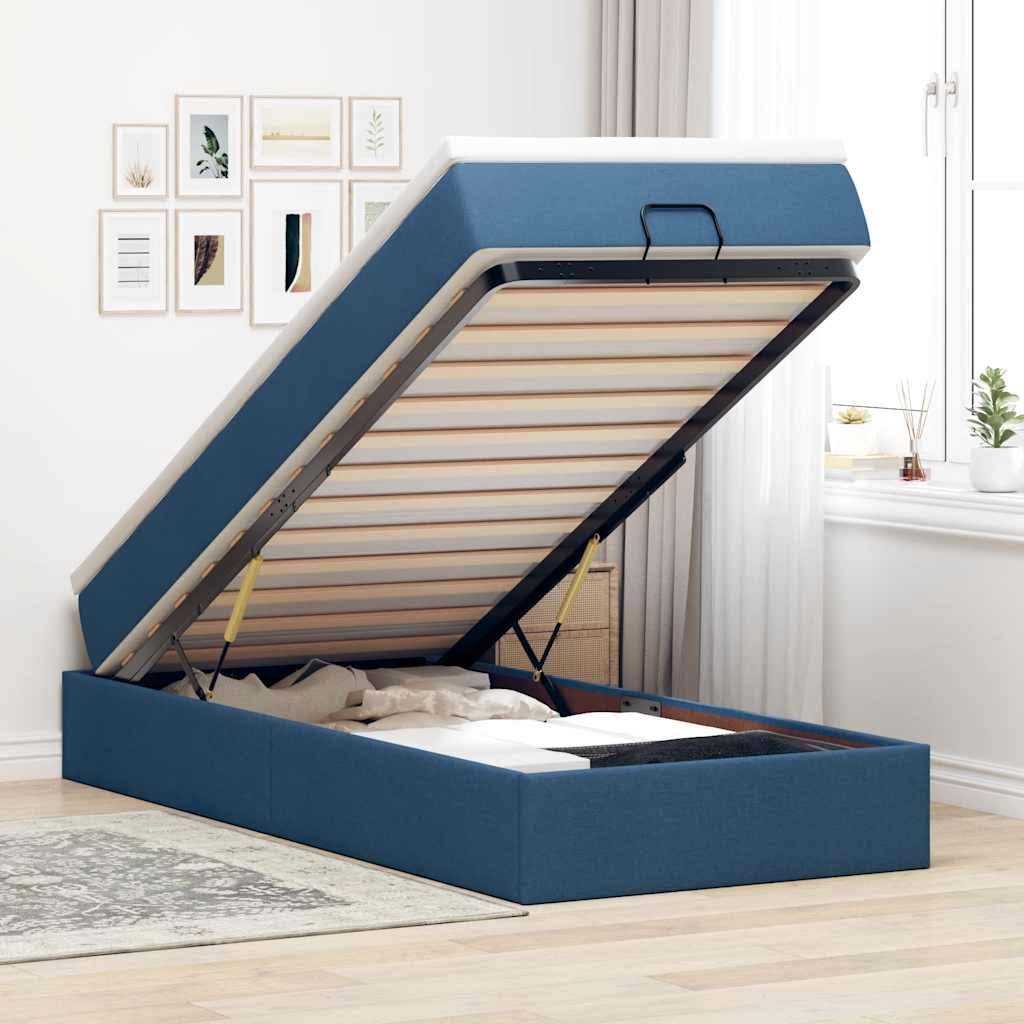 vidaXL Ottoman bed with mattress 80x200 cm fabric light grey