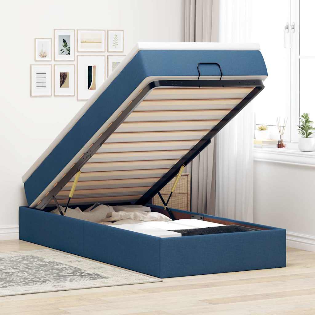 vidaXL Ottoman bed with mattress 80x200 cm fabric light grey