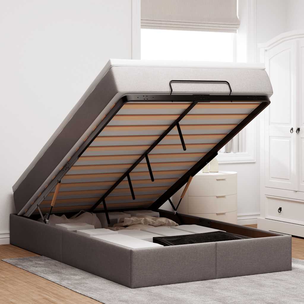vidaXL Ottoman bed with mattress 80x200 cm fabric light grey