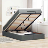 vidaXL Ottoman bed with mattress 80x200 cm fabric light grey