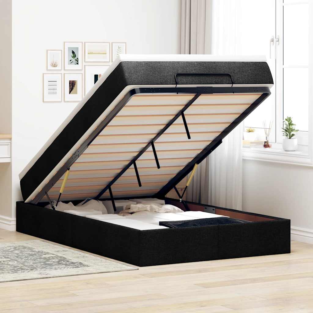 vidaXL Ottoman bed with mattress 80x200 cm fabric light grey