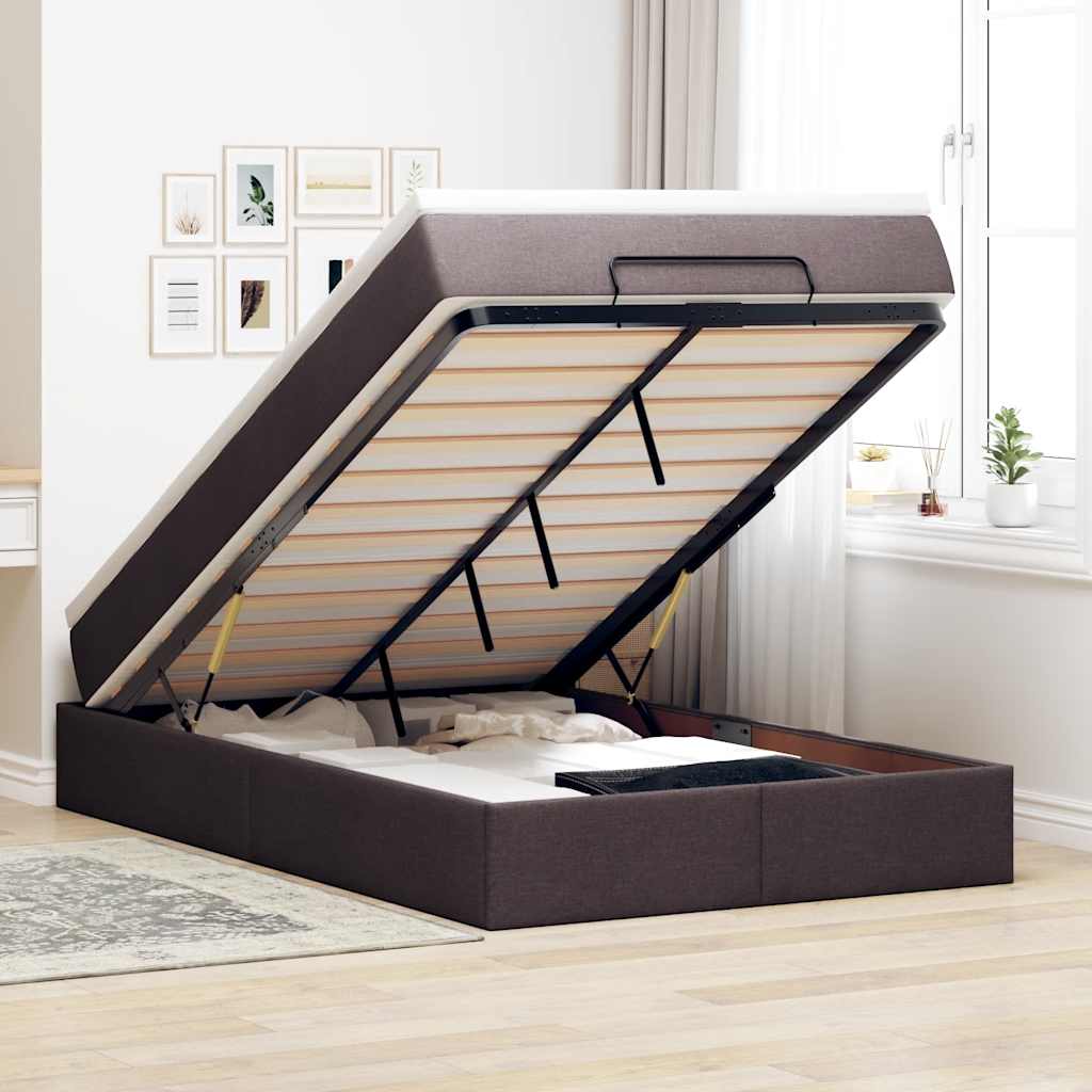 vidaXL Ottoman bed with mattress 80x200 cm fabric light grey