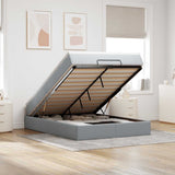 vidaXL Ottoman bed with mattress 80x200 cm fabric light grey