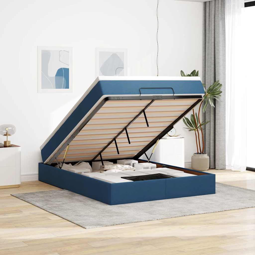 vidaXL Ottoman bed with mattress 80x200 cm fabric light grey