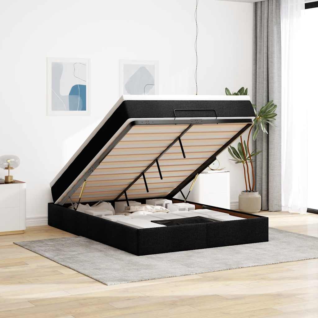 vidaXL Ottoman bed with mattress 80x200 cm fabric light grey