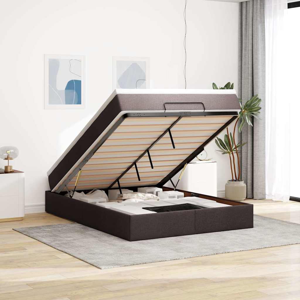 vidaXL Ottoman bed with mattress 80x200 cm fabric light grey