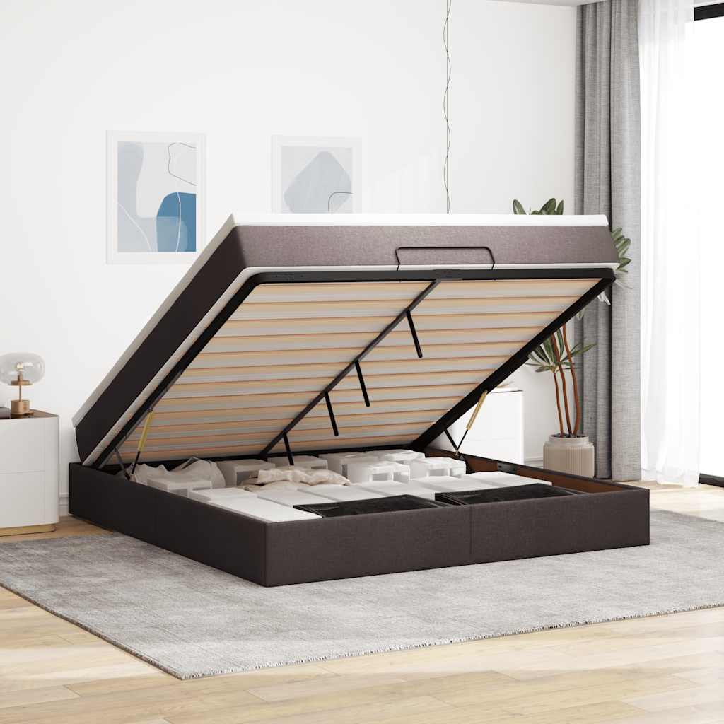 vidaXL Ottoman bed with mattress 80x200 cm fabric light grey