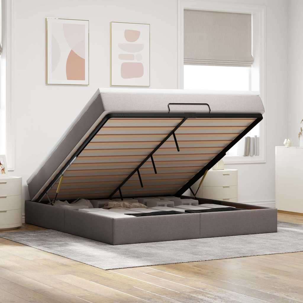 vidaXL Ottoman bed with mattress 80x200 cm fabric light grey