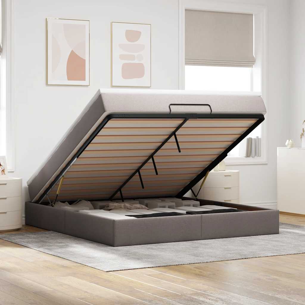 vidaXL Ottoman bed with mattress 80x200 cm fabric light grey