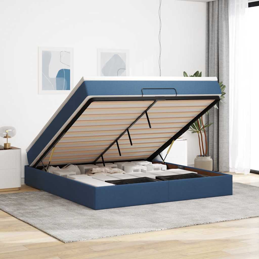 vidaXL Ottoman bed with mattress 80x200 cm fabric light grey