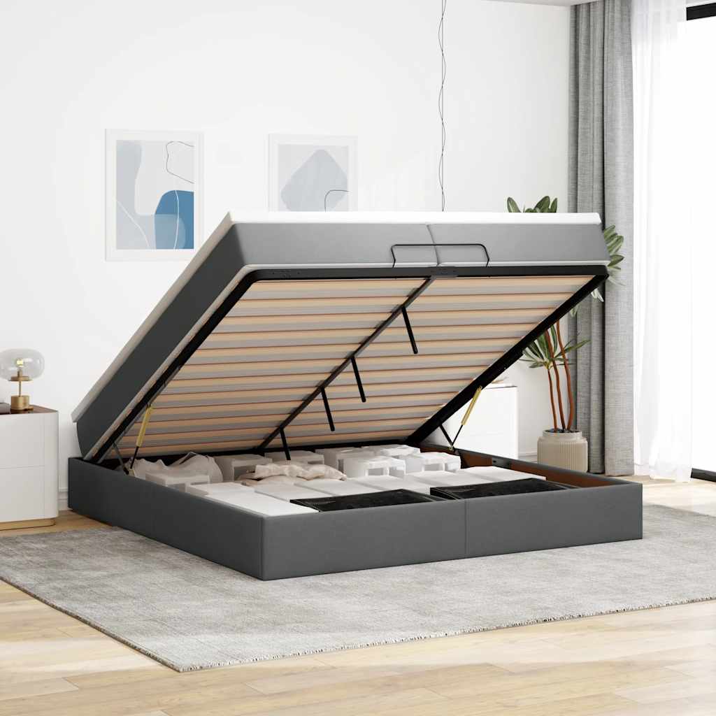 vidaXL Ottoman bed with mattress 80x200 cm fabric light grey