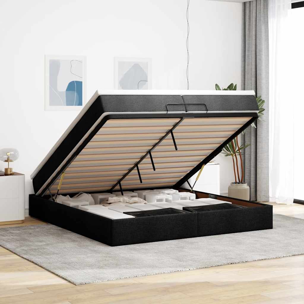 vidaXL Ottoman bed with mattress 80x200 cm fabric light grey
