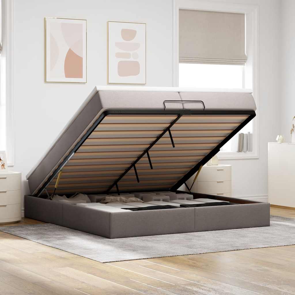 vidaXL Ottoman bed with mattress 80x200 cm fabric light grey
