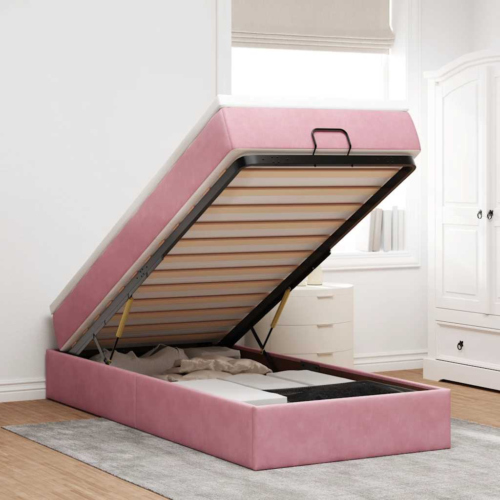 vidaXL Ottoman Bed with Mattress 80x200 cm Velvet Light Grey