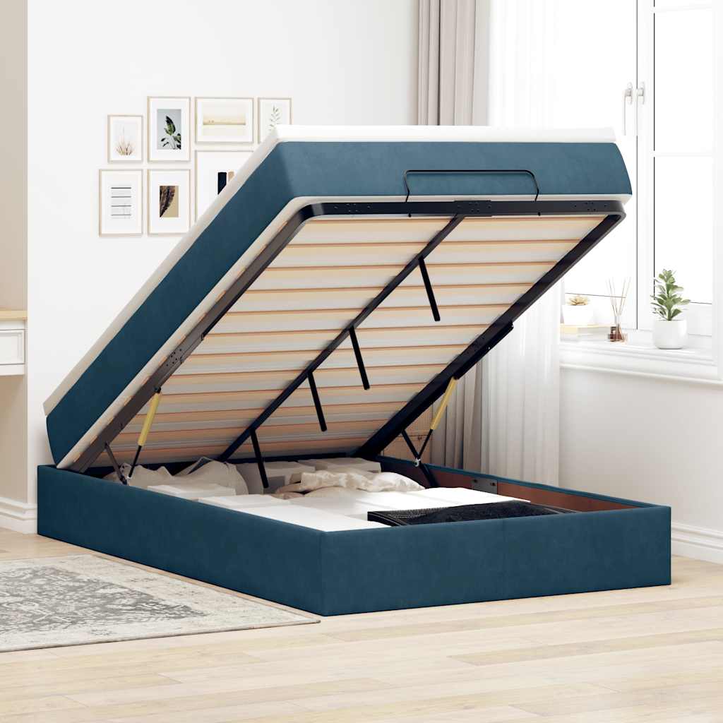 vidaXL Ottoman Bed with Mattress 80x200 cm Velvet Light Grey