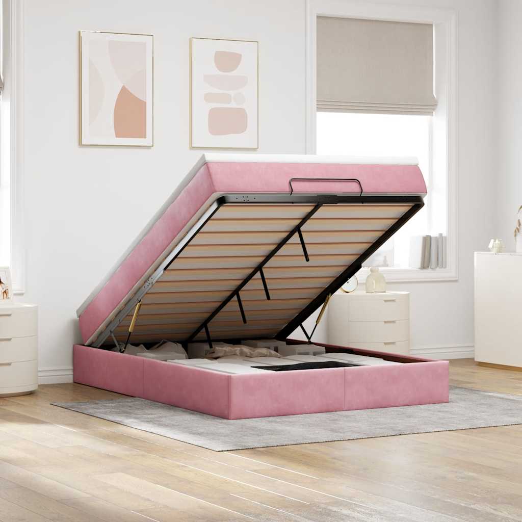 vidaXL Ottoman Bed with Mattress 80x200 cm Velvet Light Grey