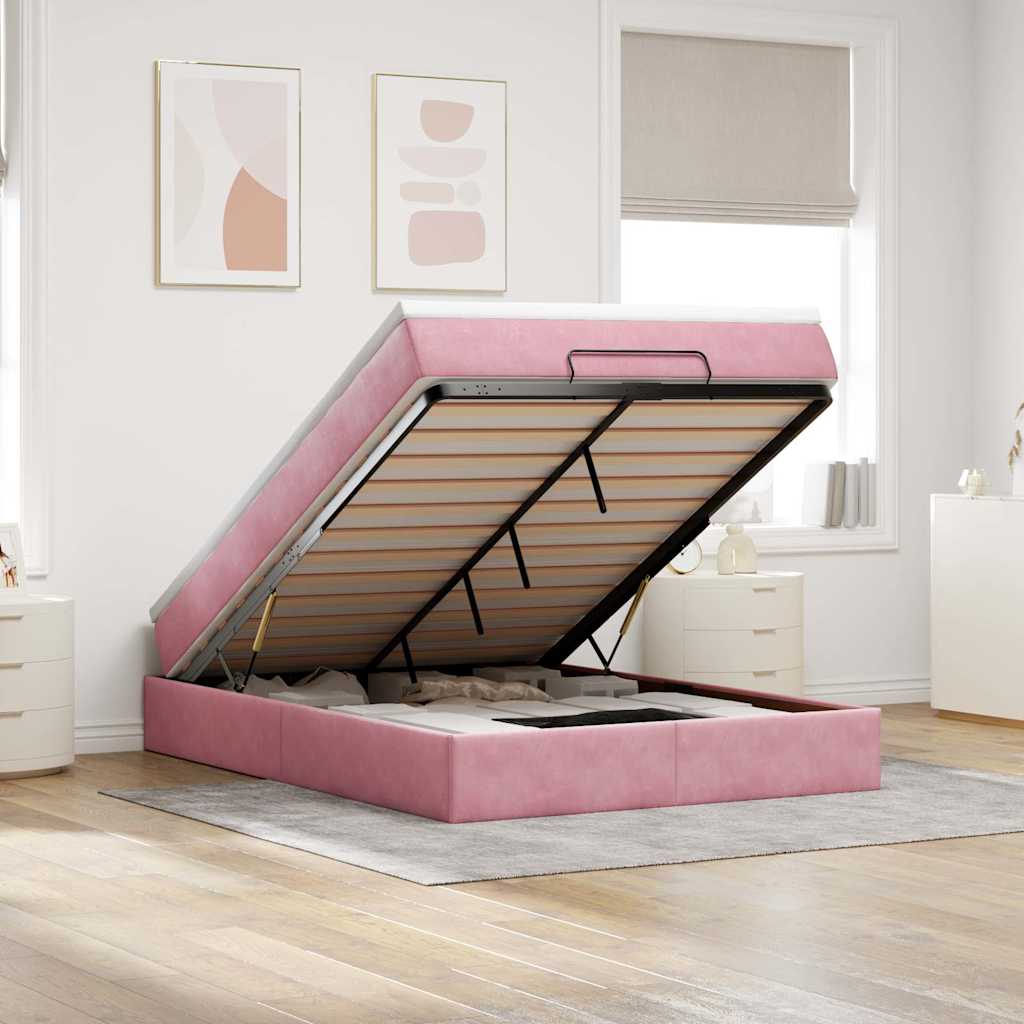 vidaXL Ottoman Bed with Mattress 80x200 cm Velvet Light Grey