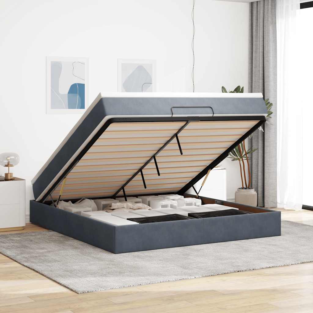 vidaXL Ottoman Bed with Mattress 80x200 cm Velvet Light Grey