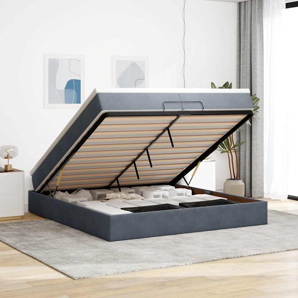 vidaXL Ottoman Bed with Mattress 80x200 cm Velvet Light Grey