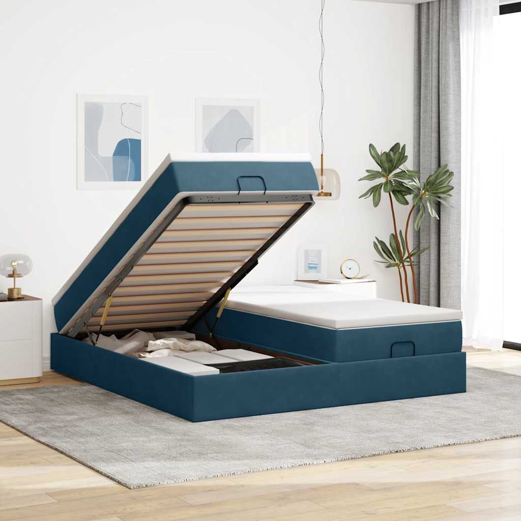 vidaXL Ottoman Bed with Mattresses 160x200cm Velvet Light Grey