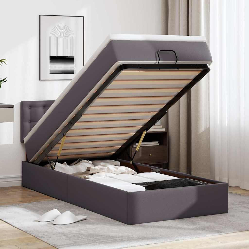 vidaXL Lit ottoman avec matelas 80x200cm noir artistique