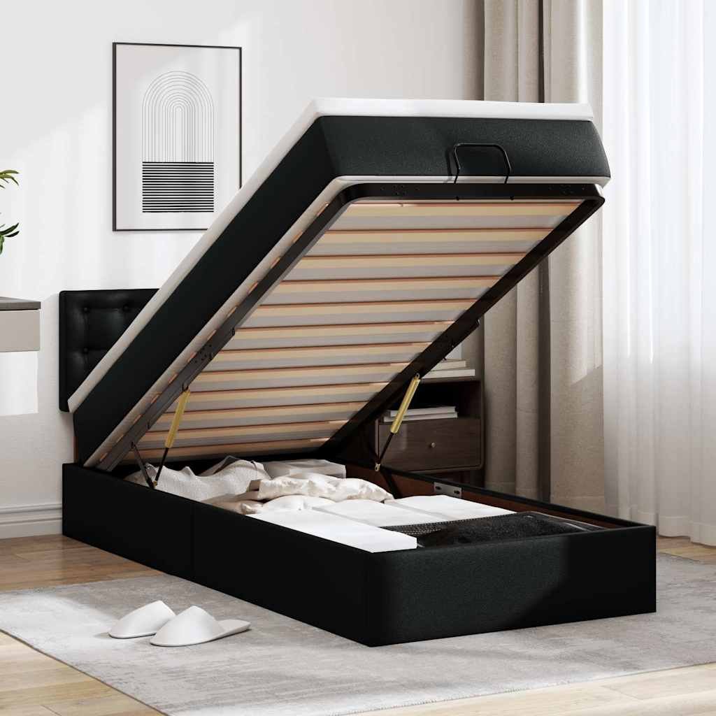 vidaXL Lit ottoman avec matelas 80x200cm noir artistique