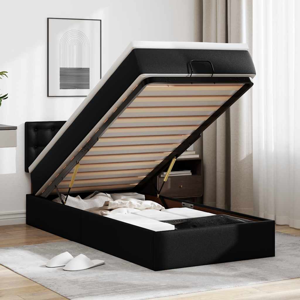 vidaXL Lit ottoman avec matelas 80x200cm noir artistique