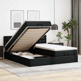 vidaXL Ottoman bed met matrassen 160x200cm kunstleer zwart