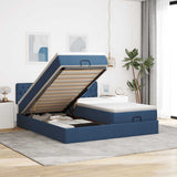 vidaXL Ottoman bed met matrassen 160x200cm stof lichtgrijs