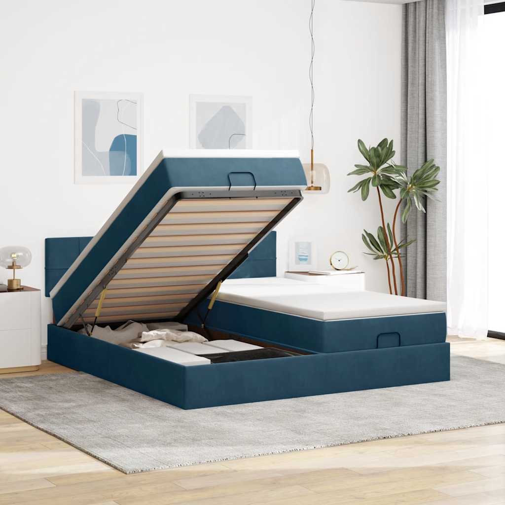 vidaXL Ottoman bed met matrassen 160x200cm fluweel lichtgrijs