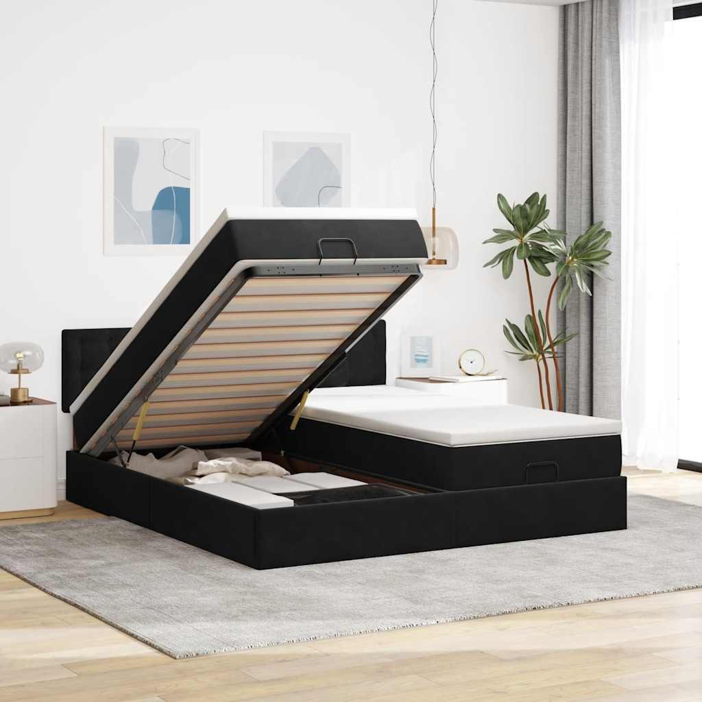 vidaXL Ottoman bed met matrassen 160x200cm fluweel lichtgrijs